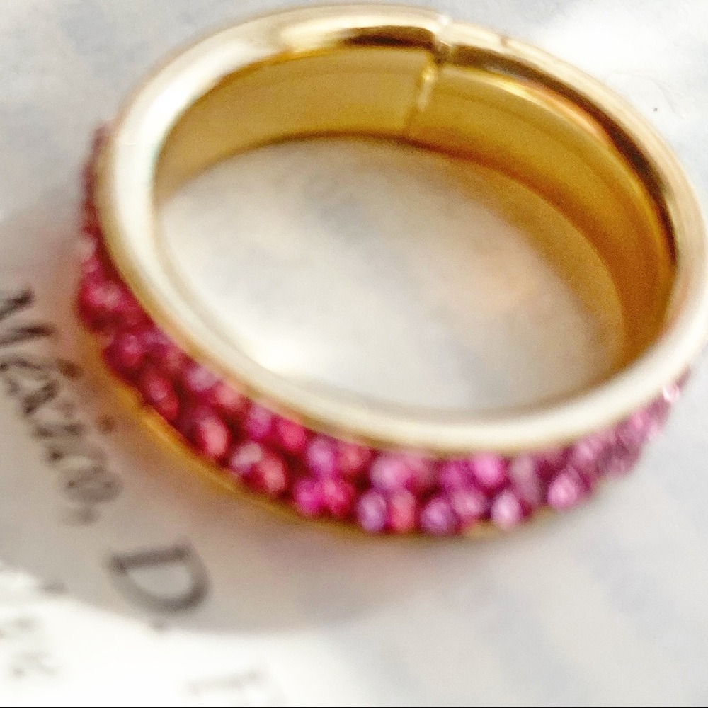 PINK CRYSTAL GOLD BAND RING - Picture 3 of 3